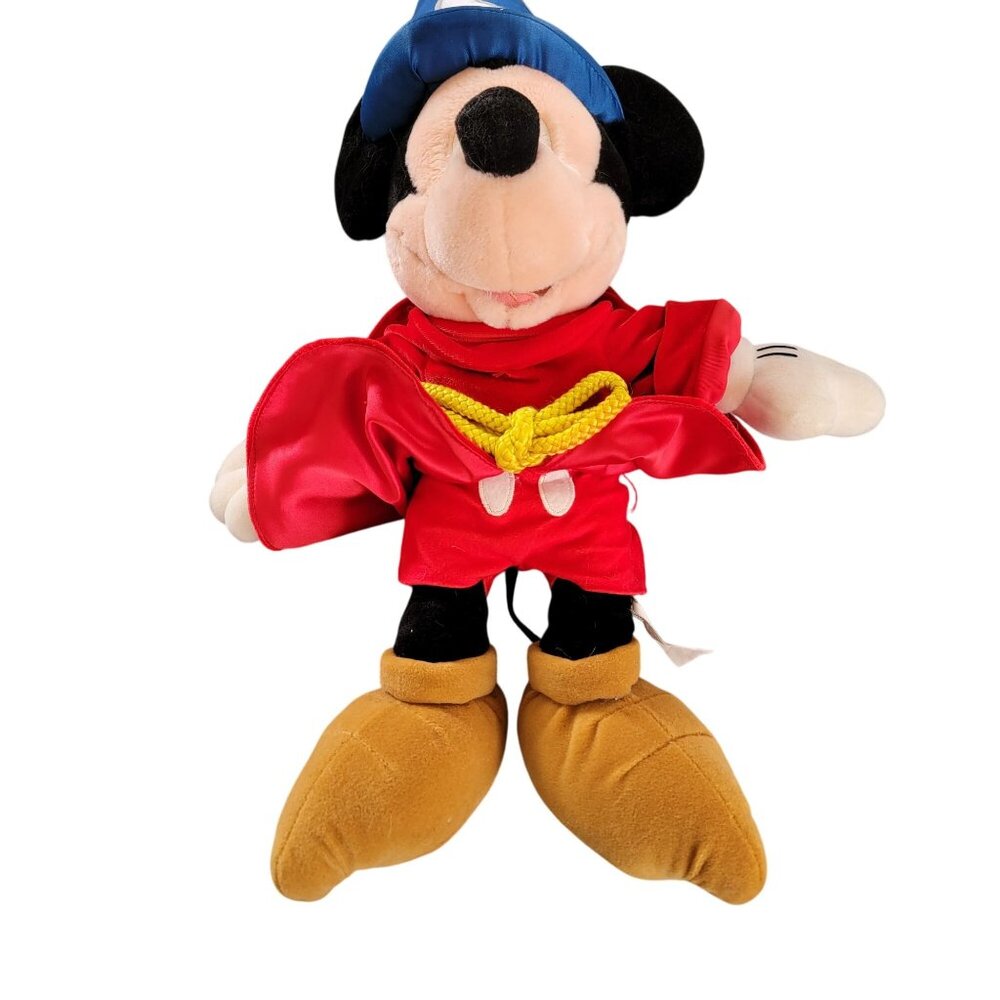 Disney Mickey Mouse Fantasia Plush 20" Sorcerers Apprentice Red Robe & Blue Hat - Picture 4 of 6